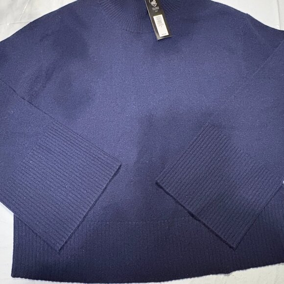 Banana Republic Sz M Cashmere Mock-neck woman Navy Sweter , pullover $170 - Picture 4 of 6